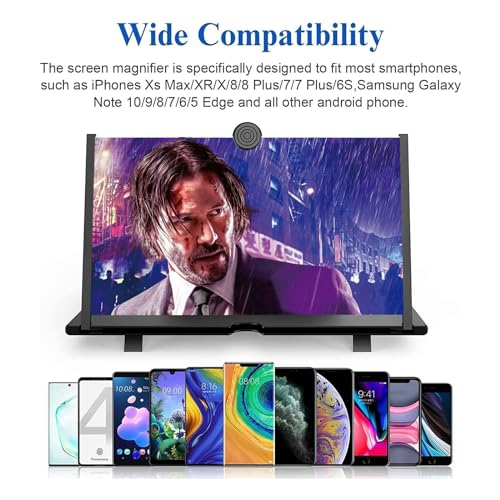 Honbuty 14" Screen Magnifier for Smartphone,3D HD Mobile Phone Magnifying Projector Screen Enlarger for Movies, Videos, and Gaming,Foldable Phone Stand with Screen Amplifier,Gifts for Mom Dad - Image 3
