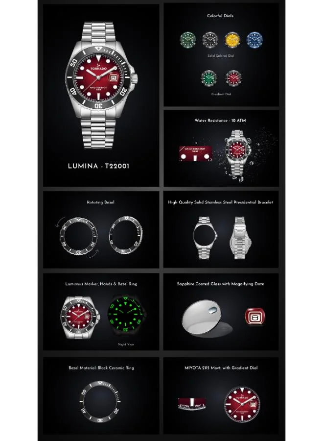 تورنيدو Men's Silicone Analog Watch T22001-SSBB - 43.5x49mm mm
