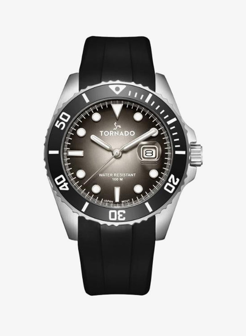 TORNADO Men's High Quality Flexible And Durable Silicone 3H with date Display Watch T22001-SSBB - 42mm mm - Image 1