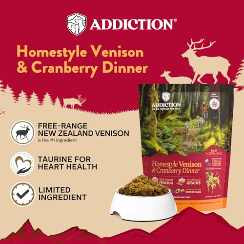 Addiction Homestyle Venison & Cranberry Dinner Raw Alternative Dog Food - Gently Air-Dried Complete Meal or Dog Food Topper for Digestive and Skin and Coat Health, 2 lb - Image 2