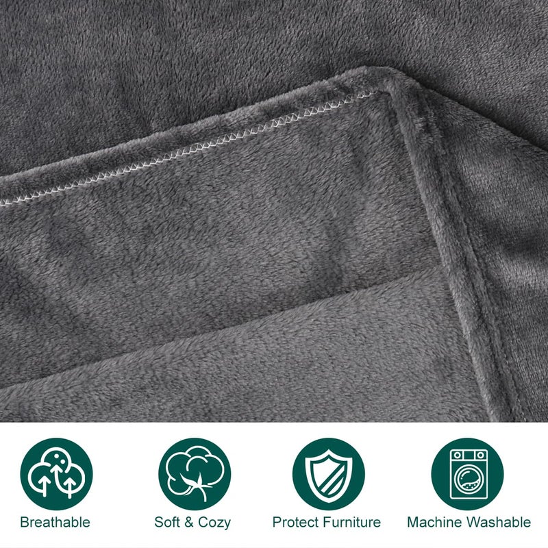 Onarway Dog Blanket Washable for Bed: 2 Packs Dog Blankets 59â€x47â€ - Fluffy Soft Large Throw for Cat Puppy Kitten Dogs - Fleece Pet Blankets for Crate Couch Car and Indoor - Grey - Image 4