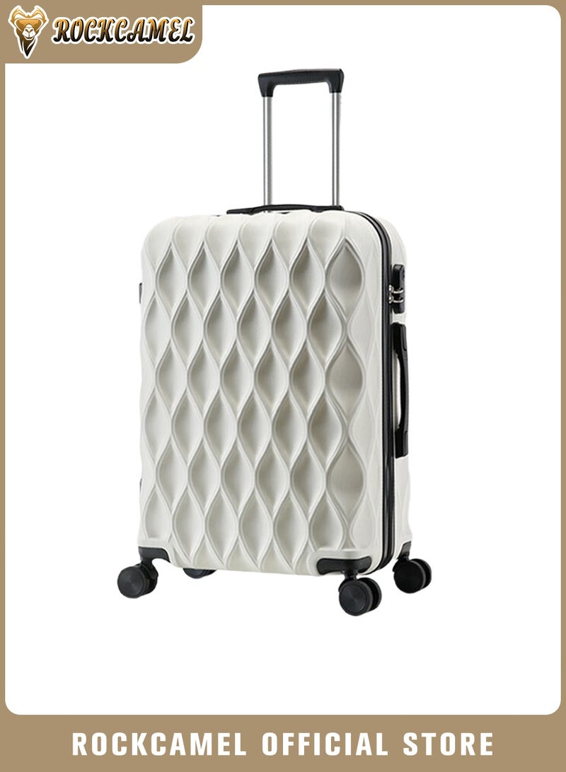 ROCKCAMEL ABS Hard Shell Travel Luggage With Durable Wheels, Suitcase For Boarding, Unisex Lightweight Travel Bag, Carry-On Luggage (White, 20 Inch) - Image 1
