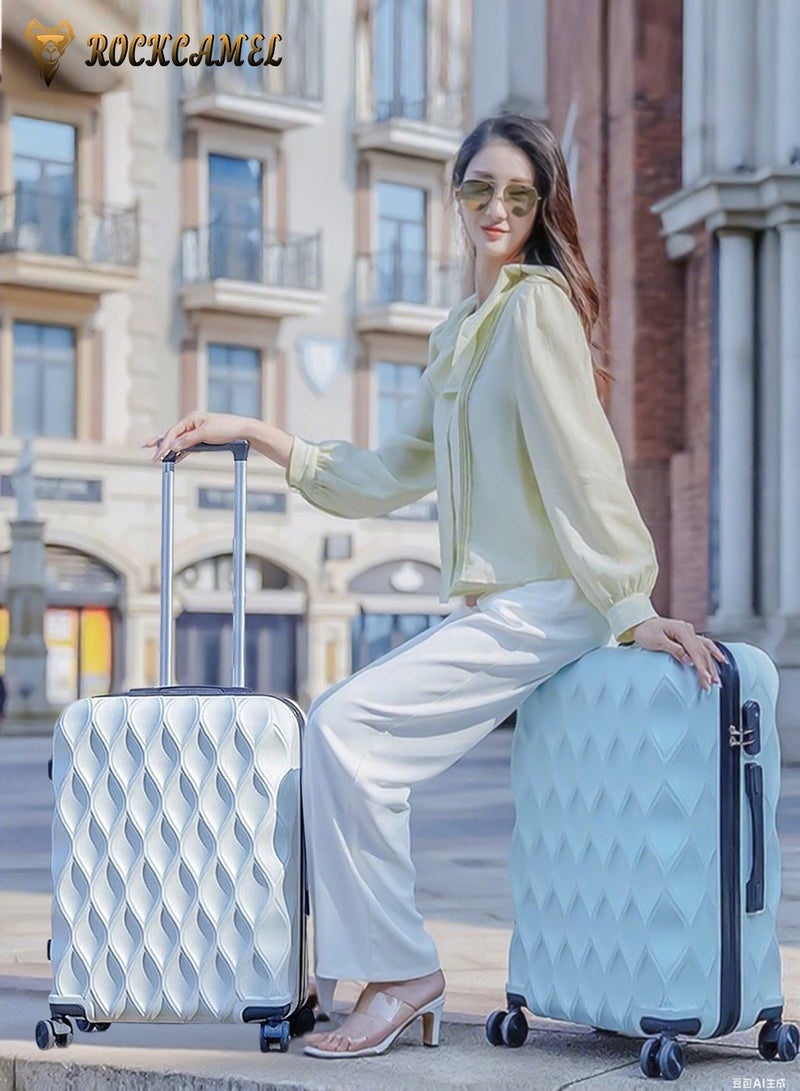 ROCKCAMEL ABS Hard Shell Travel Luggage With Durable Wheels, Suitcase For Boarding, Unisex Lightweight Travel Bag, Carry-On Luggage (White, 20 Inch) - Image 2