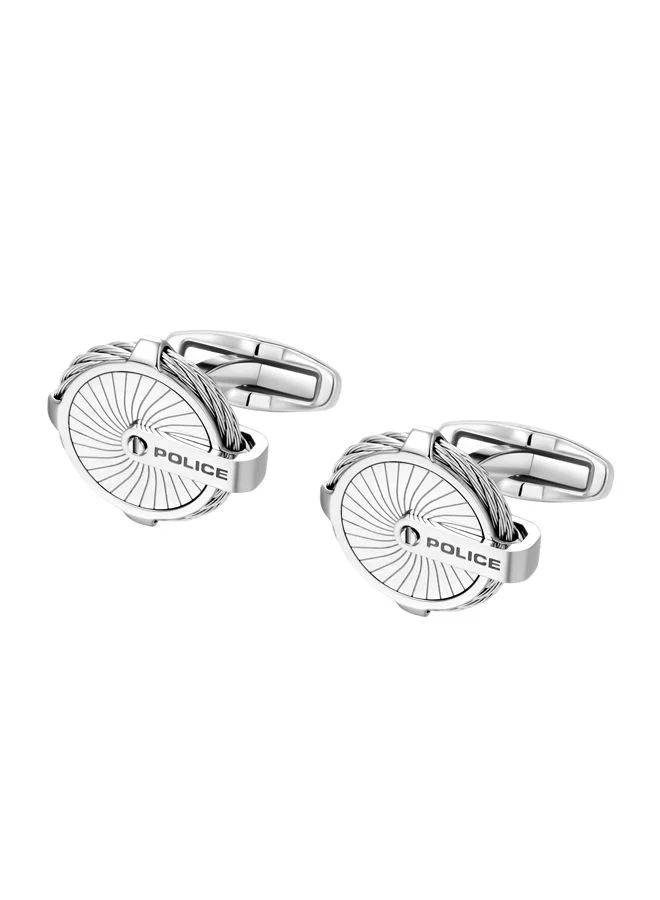 POLICE Techie Cable and Plate Cufflinks with Stainless Steel