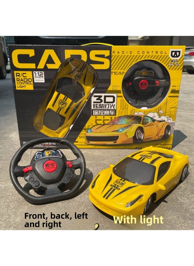 Generic Children's Remote Control Car Charging With Police Car Car Wireless Light Four-way Toy Racing Gift Box Simulation Model Gift-Color:Four-way Remote Control Car Yellow  - Image 1