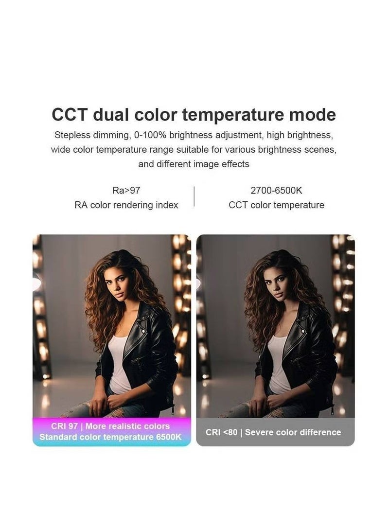 Glanfen 150W Bi-Color 2700K-6500K Pro Portable LED Video Light with APP Control, CRI 85+,Dual Color Temperature COB Continuous Output Lighting, Efficient Dissipation Handheld Spotlight  for Video - Image 5