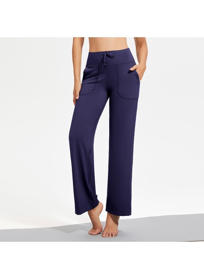 Wide Leg Yoga Pants For Women Solid Color High Waist Sweatpants With Pockets Stretch Comfy Workout Sports Trousers  - Image 1