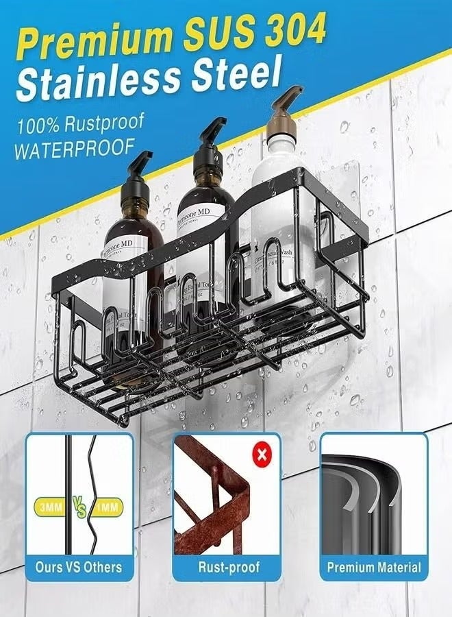 ULHYC Shower Caddy 5 Pack, Adhesive Bathroom Organizer for Bathroom Storage Kitchen, No Drilling, Large Capacity, Rustproof Stainless Steel Bathroom Organizer Shelves for Inside Shower Rack - Image 4