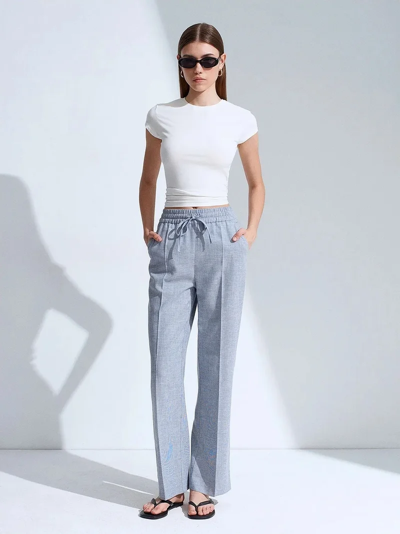ديلفين DILVIN Wide-Leg Poplin Lounge Trousers