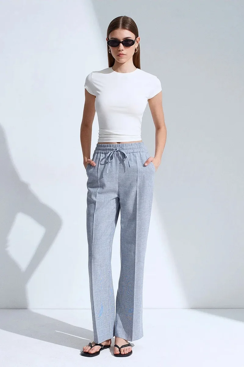 ديلفين DILVIN Wide-Leg Poplin Lounge Trousers
