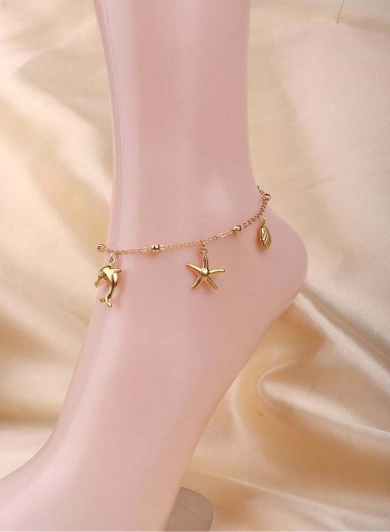 Equal Amazing Women's Stainless Steel Gold Plated Anklet - Image 1