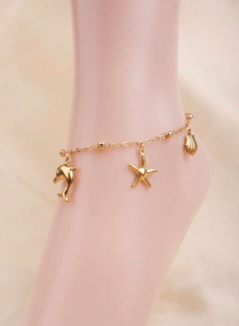 Equal Amazing Women's Stainless Steel Gold Plated Anklet - Image 2