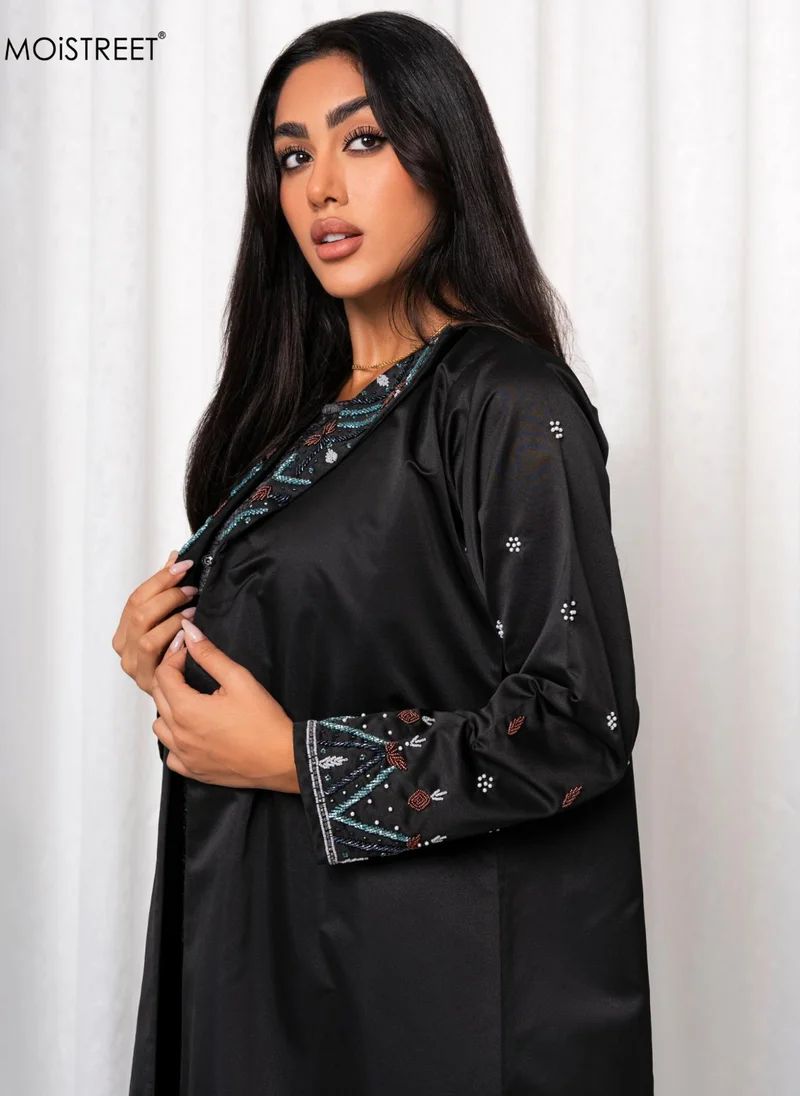 Moistreet  MOiSTREET Handmade Victoria Satin Abaya for Women | Best Price UAE