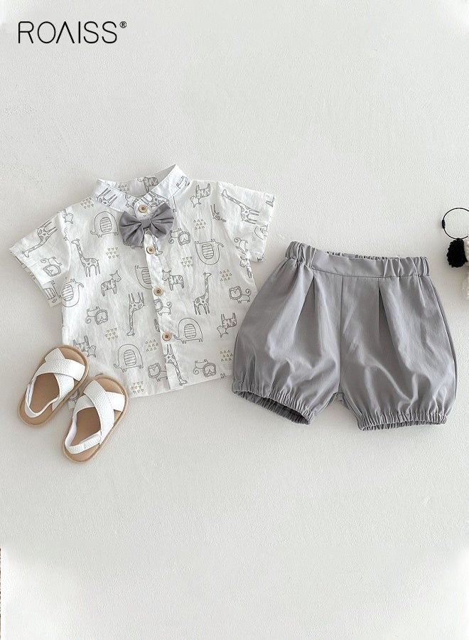 roaiss 2 Piece Comortable Clothing Set for Toddler Boys, Adorable Shirt and Shorts Set, Stylish Summer Outfit with Short Sleeve Top and Solid Short Pants  - Image 1