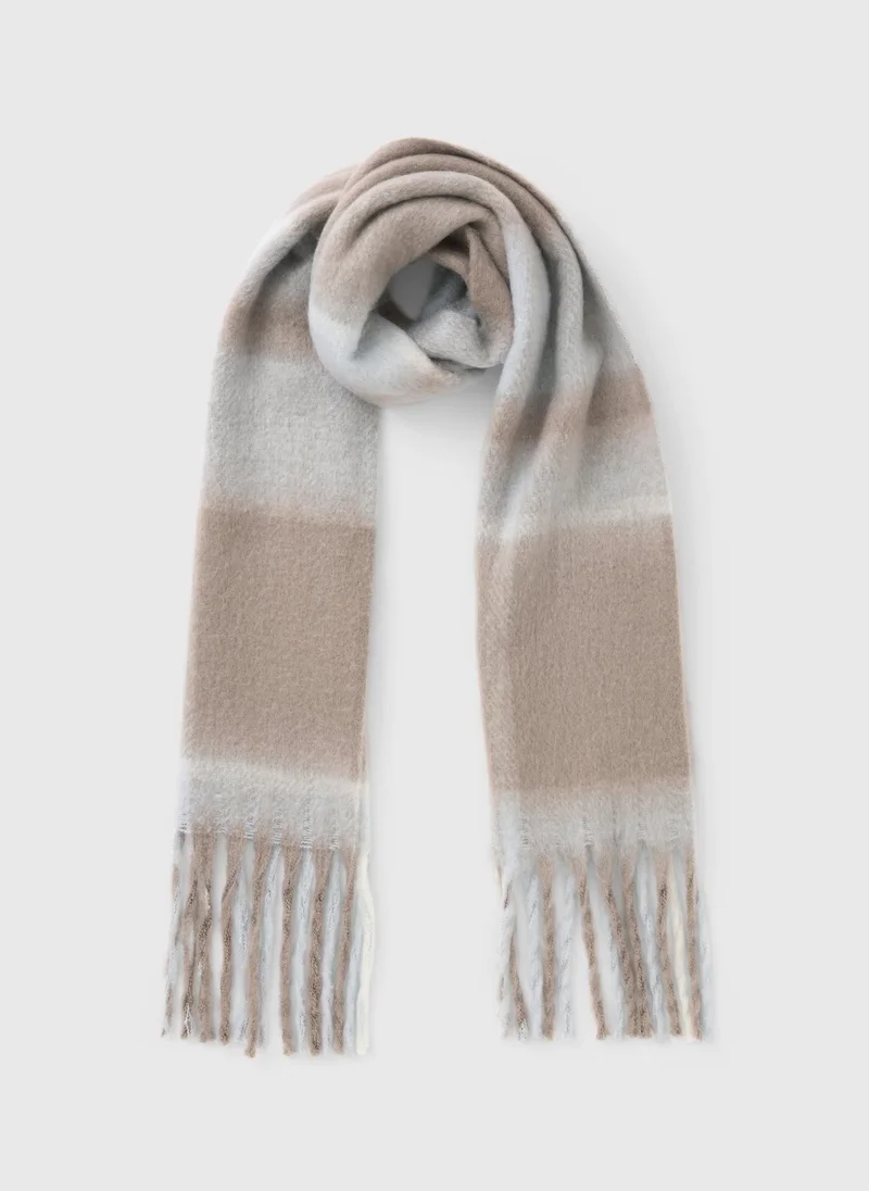 Blue Check Brushed Scarf