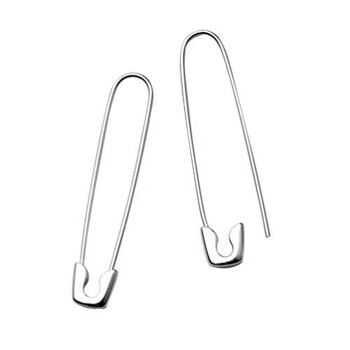 Dtja Minimalist Safety Pin Cartilage Sterling Silver Big Hoop Earrings for Women Girls Elegant Dangle Drop 37mm - Image 1