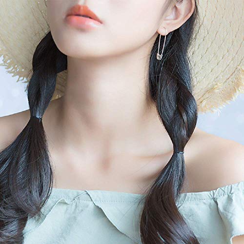 Dtja Minimalist Safety Pin Cartilage Sterling Silver Big Hoop Earrings for Women Girls Elegant Dangle Drop 37mm - Image 4