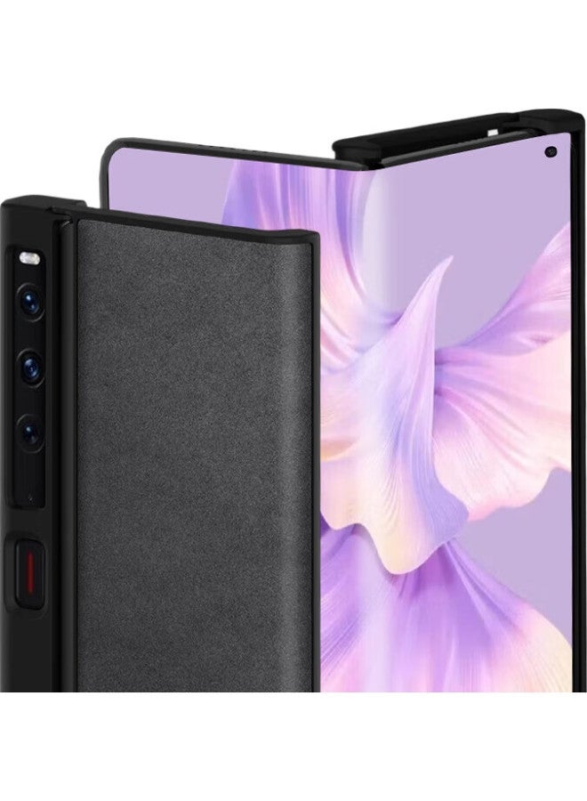 Shangsu, Suitable For Huawei Mate Xs2 Phone Case, Mate Xs2 Protective Cover, Sheepskin Leather Left And Right Folding Style, Silicone Soft Shell, Huawei Anti-Scratch, For Women And Men, Outer Shell, Graphite Gray - Image 3