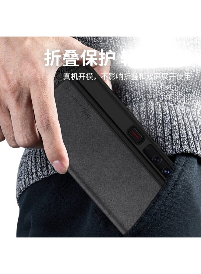 Shangsu, Suitable For Huawei Mate Xs2 Phone Case, Mate Xs2 Protective Cover, Sheepskin Leather Left And Right Folding Style, Silicone Soft Shell, Huawei Anti-Scratch, For Women And Men, Outer Shell, Graphite Gray - Image 2