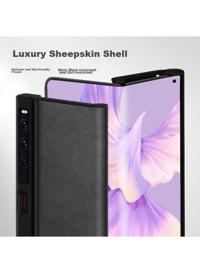 Shangsu شانغسو، مناسب لغطاء هاتف هواوي ميت إكس 2، غطاء واقي ميت إكس 2، جلد شاة طري، تصميم طي لليسار واليمين، غلاف سيليكون ناعم، مقاوم للخدش من هواوي، للنساء والرجال، غلاف خارجي، رمادي غرافيت - Image 2