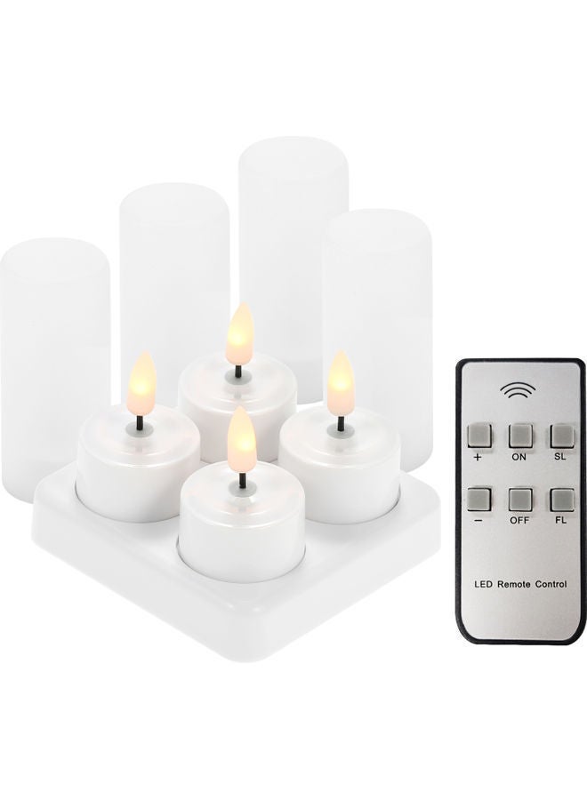 NIBEMINENT 4-Piece Rechargeable Flameless Candle Light Set Yellow - Image 1