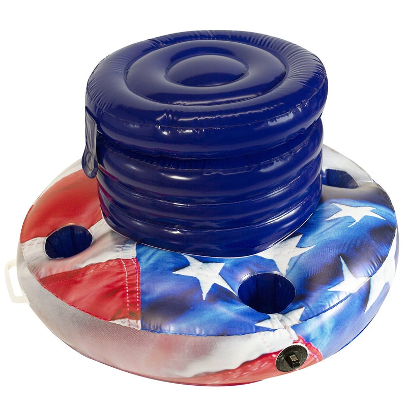 Stars and Stripes Pool Rafts Inflatable Stars Stripes Floating Drink Cooler for Pools Indoors or Outdoors Easy to use inflates in Minutes Perfect for Any Occasion