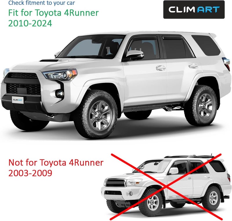 CLIM ART حراس المطر في القناة من CLIM ART لتويوتا 4Runner 2010-2021 - واقيات نوافذ داكنة (4 قطع) - Image 5