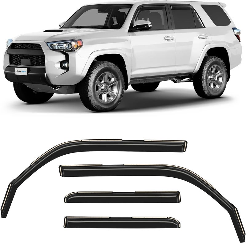 CLIM ART حراس المطر في القناة من CLIM ART لتويوتا 4Runner 2010-2021 - واقيات نوافذ داكنة (4 قطع) - Image 1