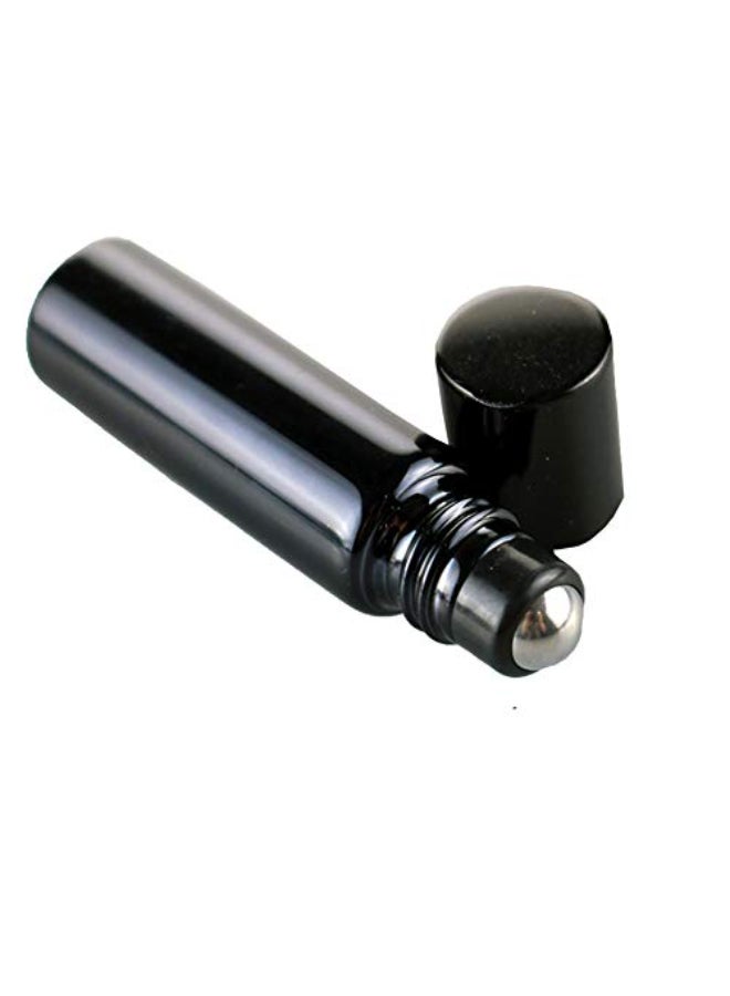 Teensery 10 Pcs 5ML Black Glass Roller Bottles Empty Essential Oil Rollon Bottles Cosmetic Liquid Container with Metal Ball for Essential Oil Perfume Oils and More - Image 1