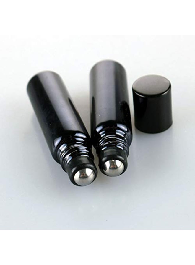 Teensery 10 Pcs 5ML Black Glass Roller Bottles Empty Essential Oil Rollon Bottles Cosmetic Liquid Container with Metal Ball for Essential Oil Perfume Oils and More - Image 4