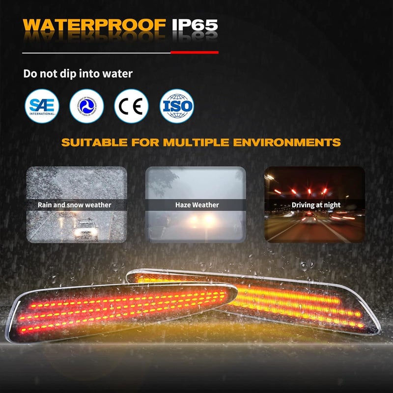 Gempro LED Side Marker Light Kits for Chevy Corvette C6 2005-2013 - Front Amber & Rear Red, Smoked Lens, 4pcs - Image 4