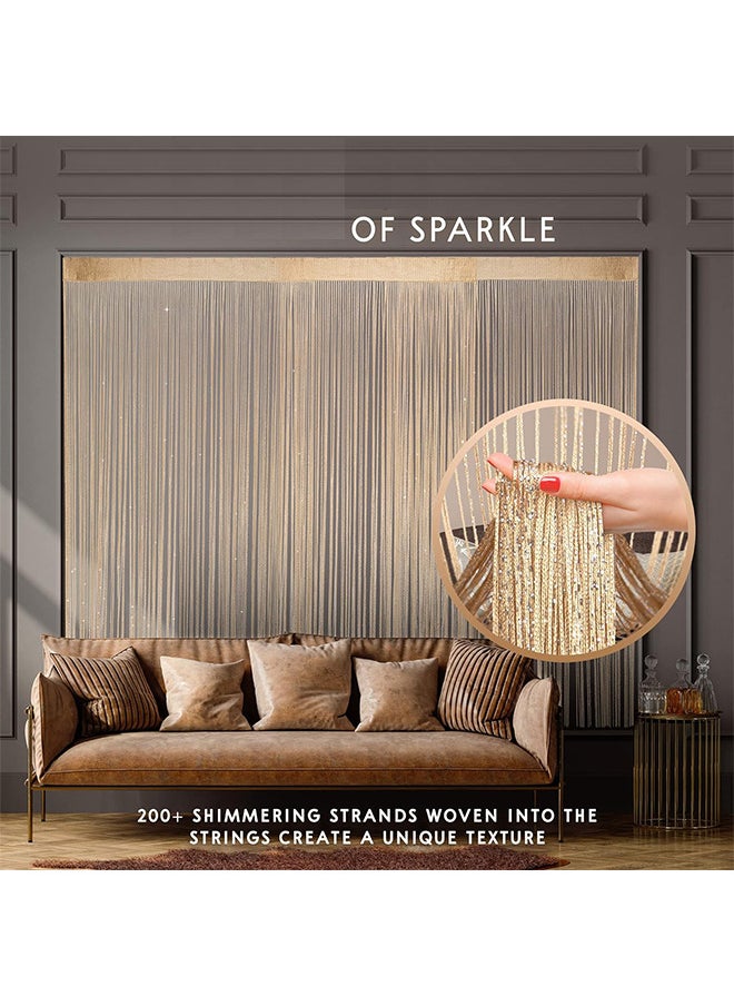 Generic - 1 Pack Door String Curtain Rare Flat Silver Ribbon Thread Fringe Window Panel Room Divider Cute Strip Tassel for Wedding Coffee House Restaurant Party Parts 1X2M (Champagne) - Image 1