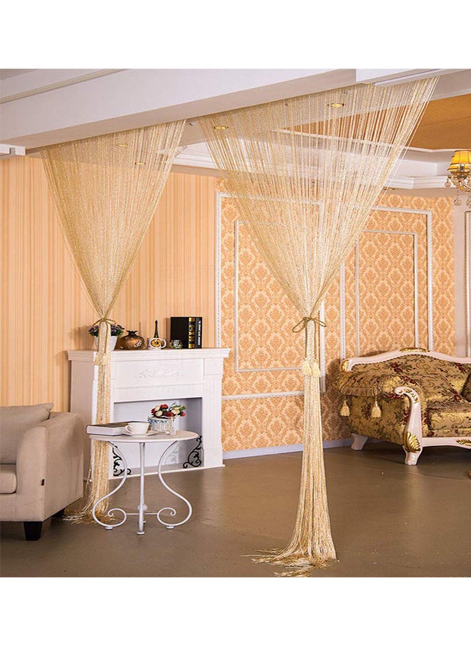 Generic - 1 Pack Door String Curtain Rare Flat Silver Ribbon Thread Fringe Window Panel Room Divider Cute Strip Tassel for Wedding Coffee House Restaurant Party Parts 1X2M (Champagne) - Image 1