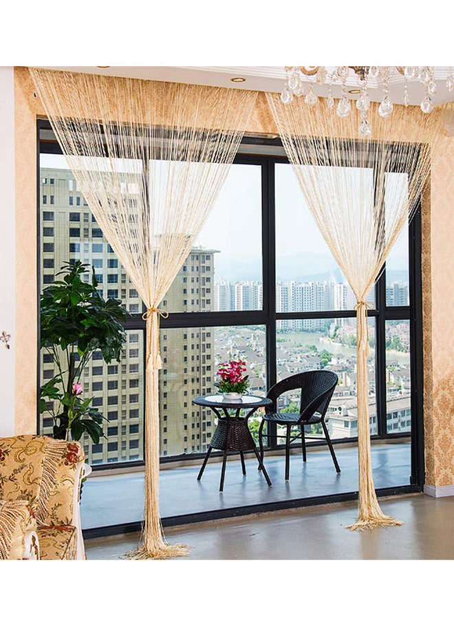Generic - 1 Pack Door String Curtain Rare Flat Silver Ribbon Thread Fringe Window Panel Room Divider Cute Strip Tassel for Wedding Coffee House Restaurant Party Parts 1X2M (Champagne) - Image 1