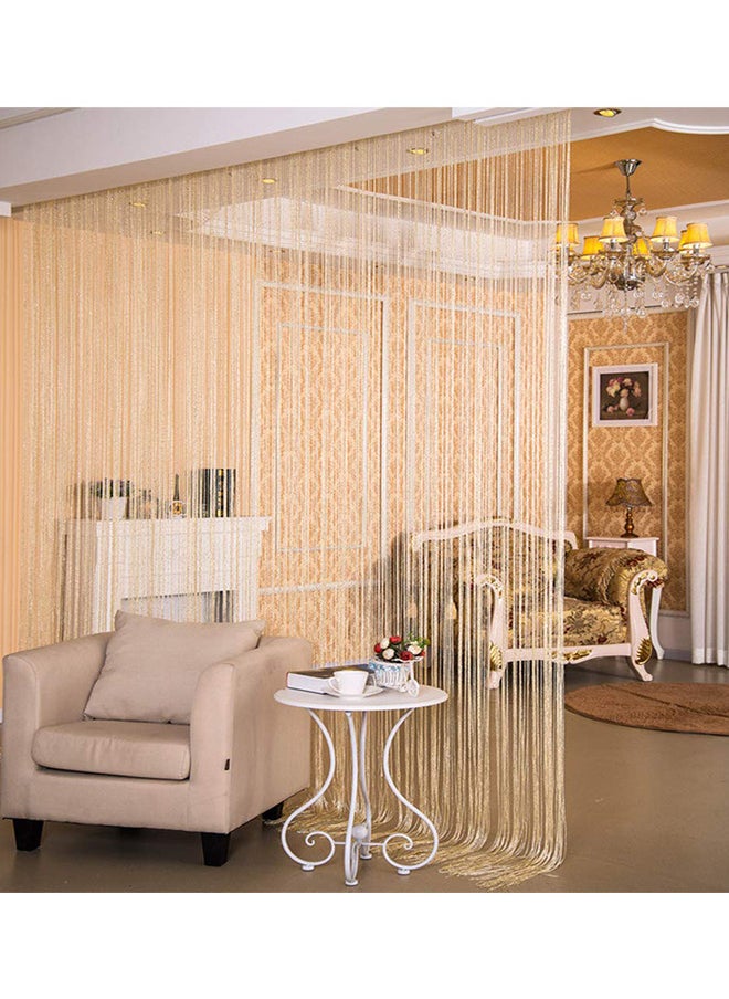 Generic - 1 Pack Door String Curtain Rare Flat Silver Ribbon Thread Fringe Window Panel Room Divider Cute Strip Tassel for Wedding Coffee House Restaurant Party Parts 1X2M (Champagne) - Image 1