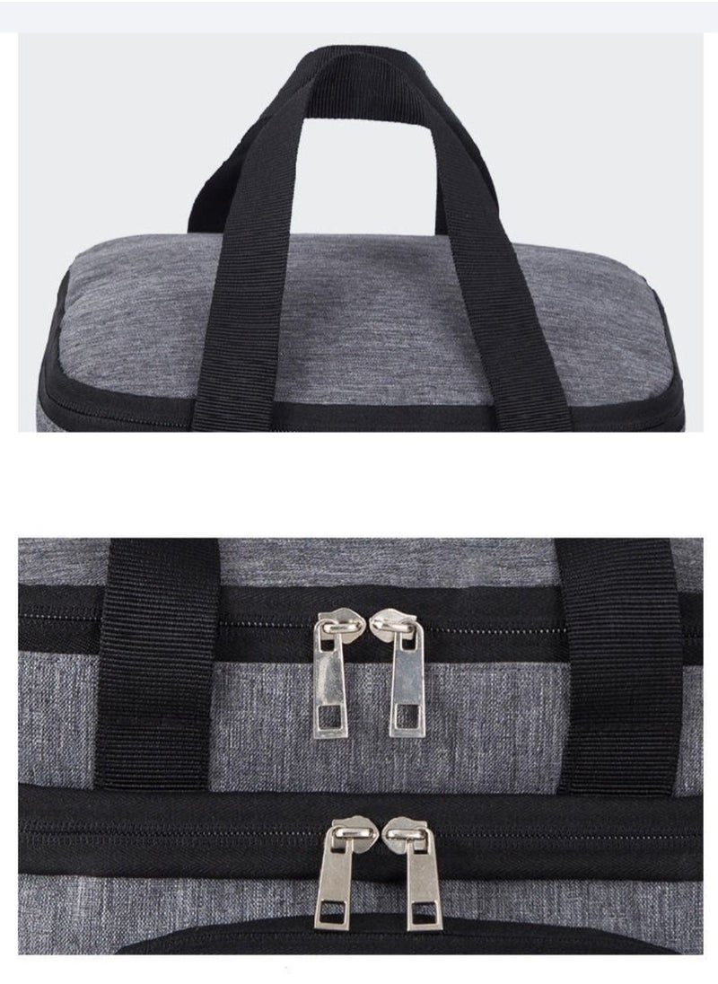 Lunch Box Bag, Bento Bag, 15 Liters/507 OZ Large Size, Cooler Picnic Bag, Thermal Insulated, Leak Proof, Waterproof Material, With Shoulder Strap, Great For Office, Work, School, Outdoor (Grey)