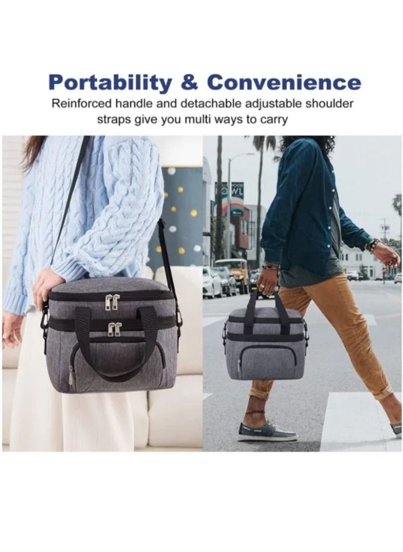 Infinity Lunch Box Bag, Bento Bag, 15 Liters/507 OZ Large Size, Cooler Picnic Bag, Thermal Insulated, Leak Proof, Waterproof Material, With Shoulder Strap, Great For Office, Work, School, Outdoor (Grey)  - Image 5
