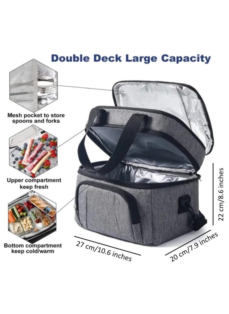 Infinity Lunch Box Bag, Bento Bag, 15 Liters/507 OZ Large Size, Cooler Picnic Bag, Thermal Insulated, Leak Proof, Waterproof Material, With Shoulder Strap, Great For Office, Work, School, Outdoor (Grey)  - Image 2