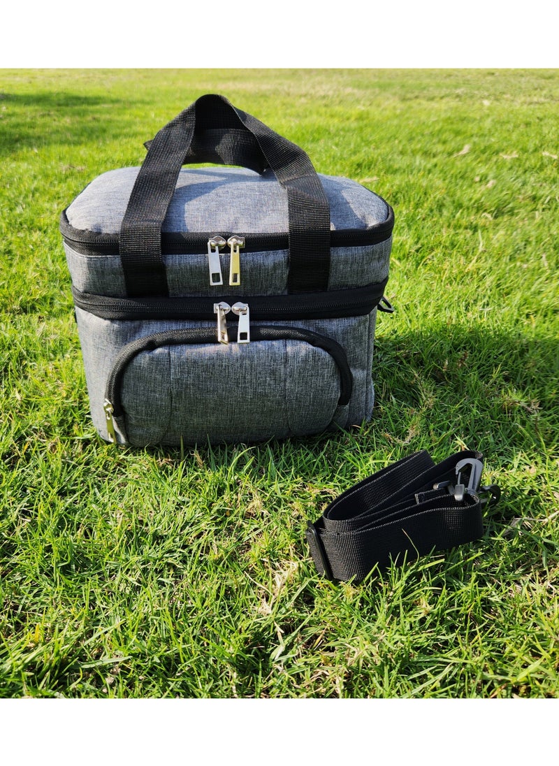 Infinity Lunch Box Bag, Bento Bag, 15 Liters/507 OZ Large Size, Cooler Picnic Bag, Thermal Insulated, Leak Proof, Waterproof Material, With Shoulder Strap, Great For Office, Work, School, Outdoor (Grey)  - Image 3