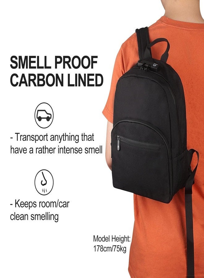 FIREDOG Mini Smell Proof Backpack with Lock for Men Women, Smell Proof Bookbag for Travel (Black) - Image 3