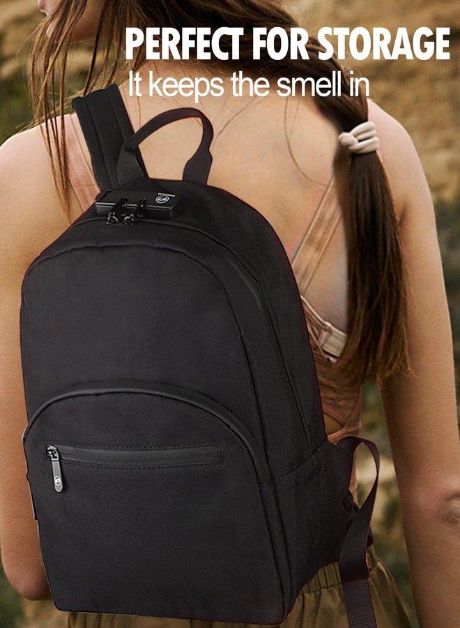 FIREDOG Mini Smell Proof Backpack with Lock for Men Women, Smell Proof Bookbag for Travel (Black) - Image 5