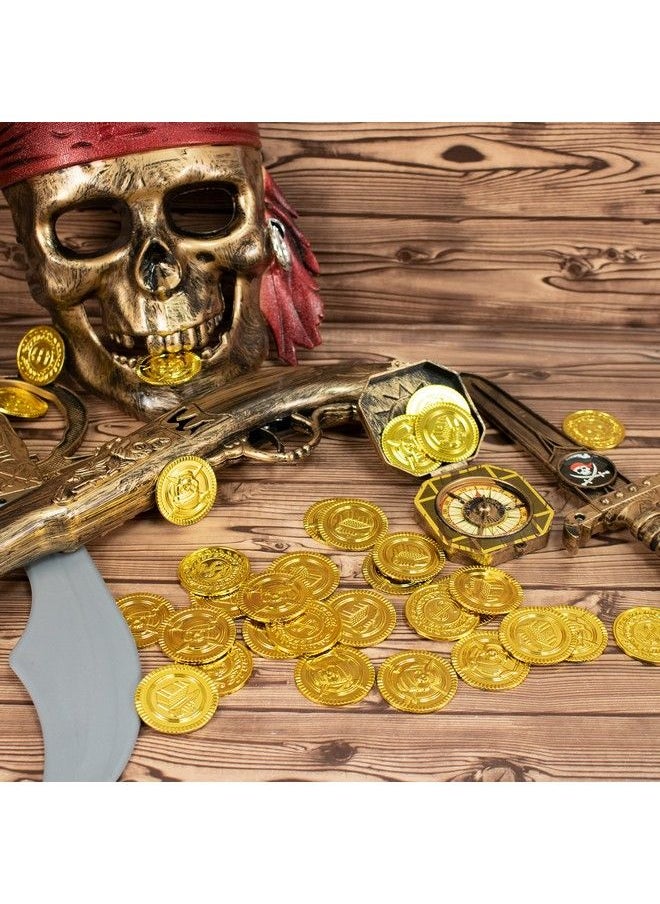 GiftExpress 144Pc Plastic Gold Coins Pirate Coins Kids Pretend Play Coins Treasure Coins For Pirate Party Gold Coins For Treasure Hunt Game And Party Favors  - Image 3
