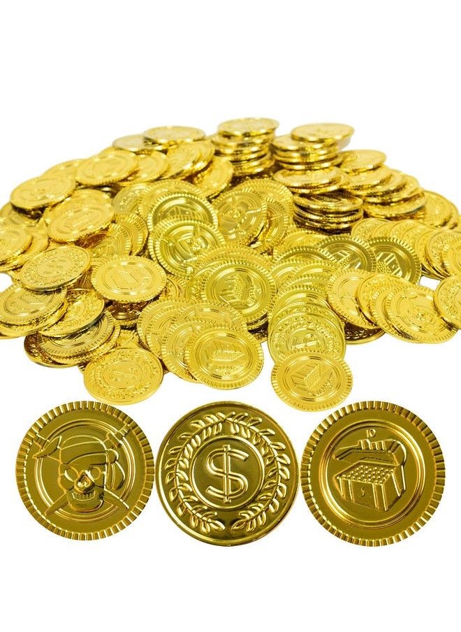 GiftExpress 144Pc Plastic Gold Coins Pirate Coins Kids Pretend Play Coins Treasure Coins For Pirate Party Gold Coins For Treasure Hunt Game And Party Favors  - Image 2