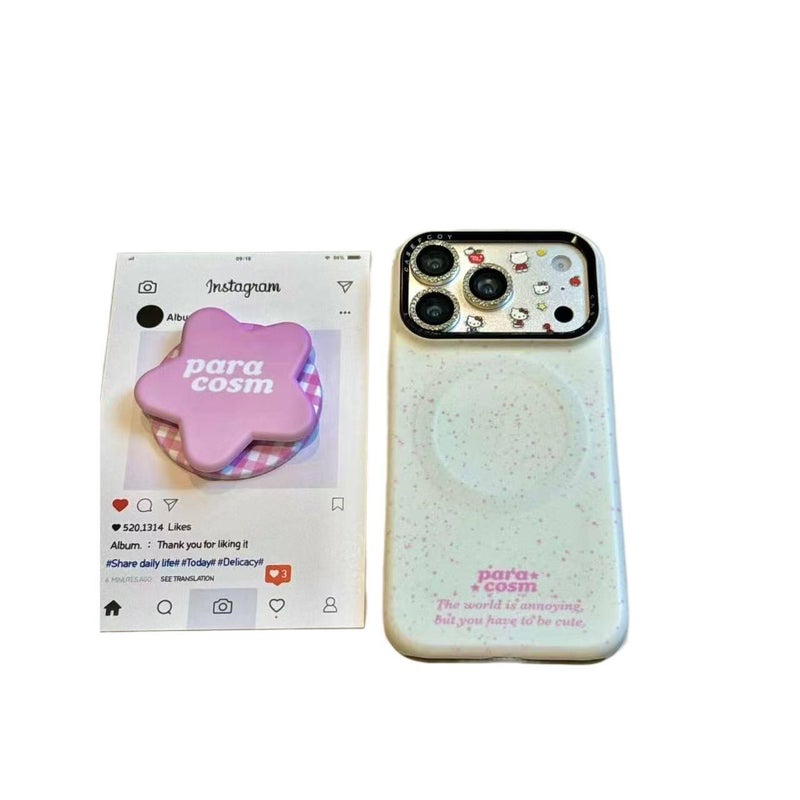 MS Film MagSafe Case for iPhone 16 / 16 Plus / 16 Pro / 16 Pro Max with Kickstand and Matte Finish plus Star Pattern plus English Letter Pattern in Single Shell - Image 2