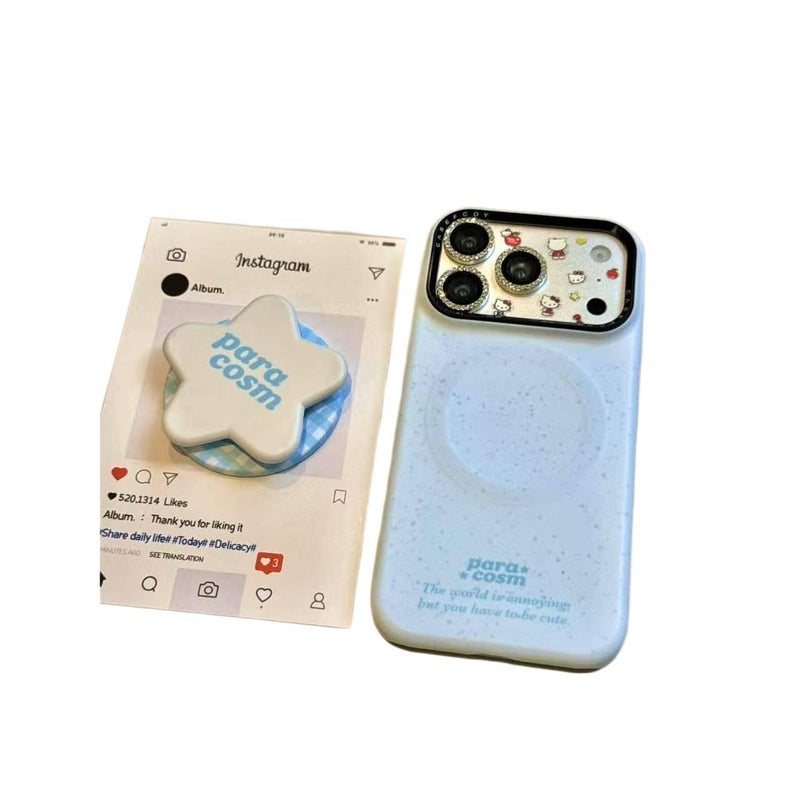 MS Film MagSafe Case for iPhone 16 / 16 Plus / 16 Pro / 16 Pro Max with Kickstand and Matte Finish plus Star Pattern plus English Letter Pattern in Single Shell - Image 5