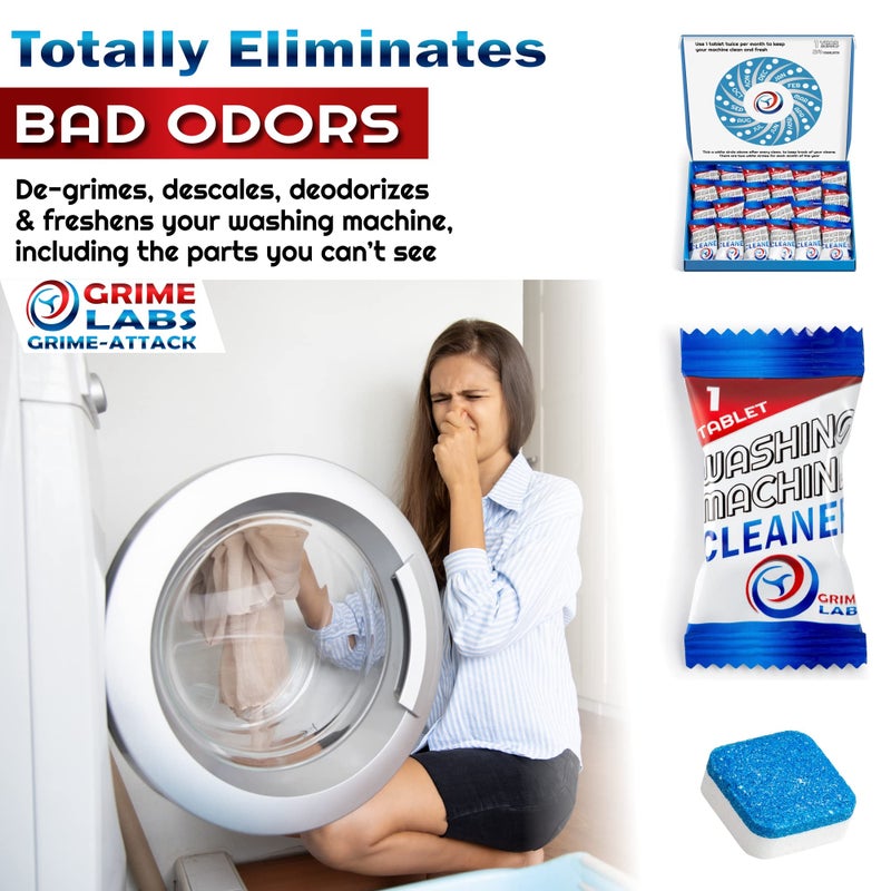 GRIME LABS Washing Machine Cleaner Tablets - Penetrating Deep Clean Washer Cleaner Tablets For Front Loader And Top Load HE - Active Formula Tub Descaler Deodorizer - Image 3
