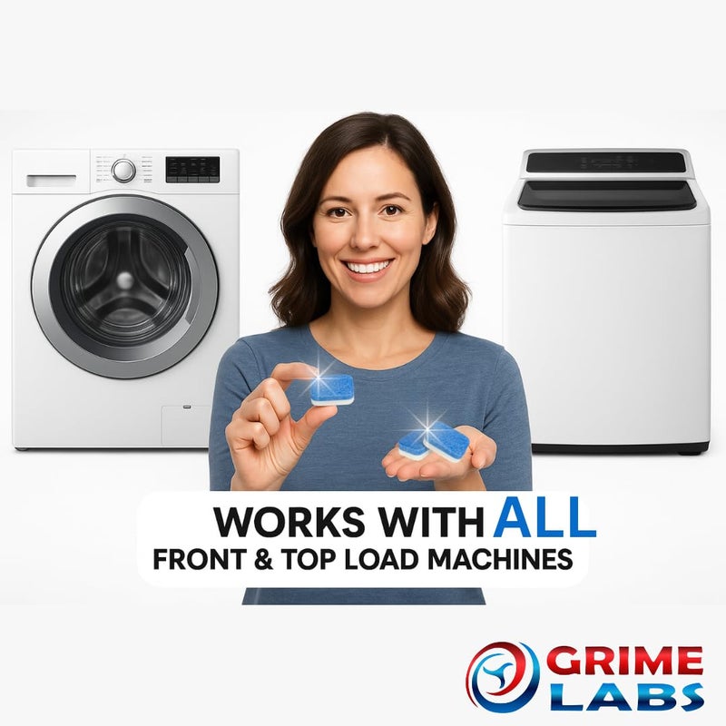 GRIME LABS Washing Machine Cleaner Tablets - Penetrating Deep Clean Washer Cleaner Tablets For Front Loader And Top Load HE - Active Formula Tub Descaler Deodorizer - Image 4