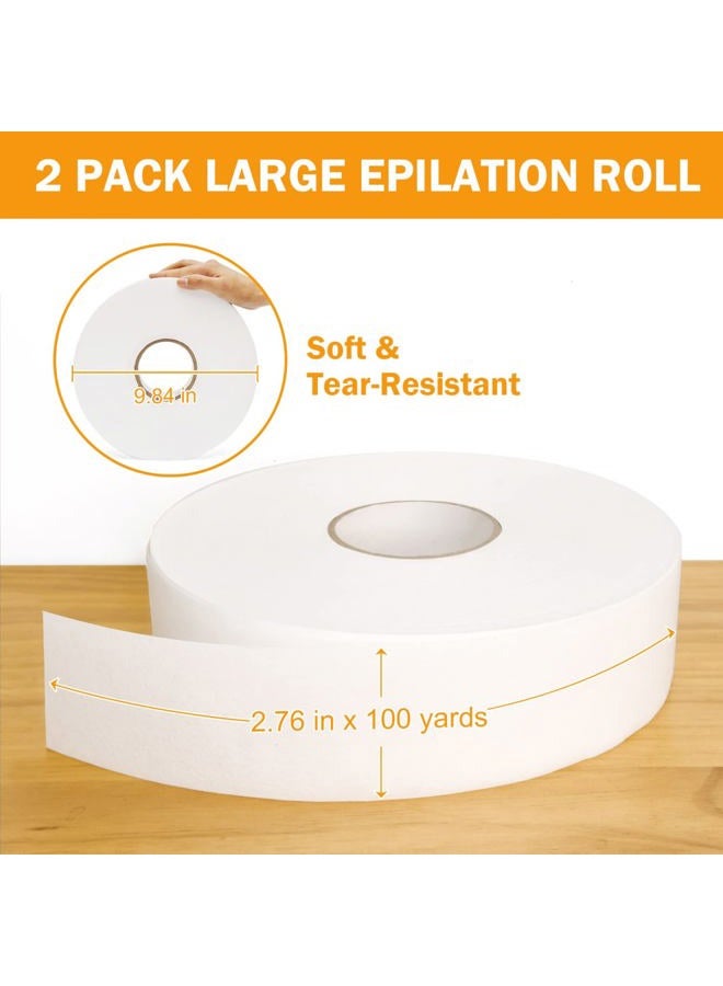 Vumdua 2PCS Non-woven Wax Strip Roll for Body and Facial Hair Removal, 2.76" X 100 Yards Tear-Resistant Waxing Paper for Eyebrow, Leg Removal, Salon Grade  - Image 2