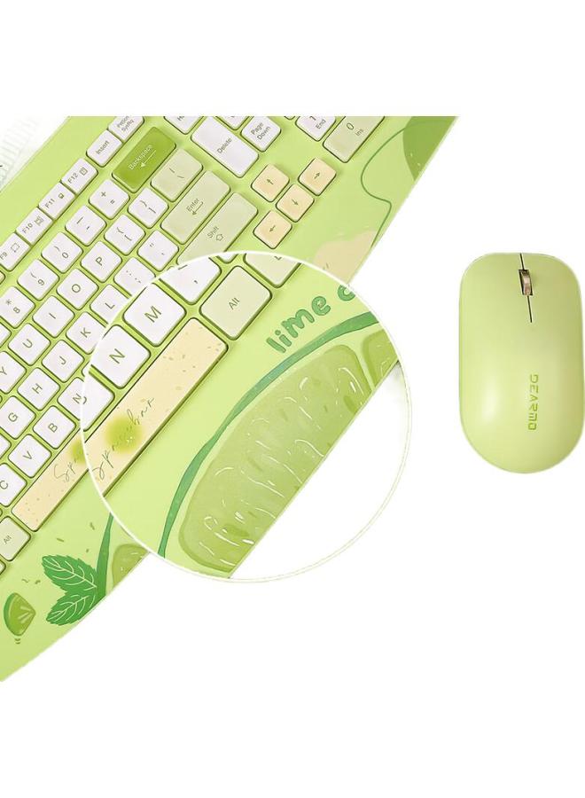 Dearmo Mk8800 Wireless Keyboard And Mouse Combo, 2.4G Wireless Keyboard And Mouse Set For Laptops And Desktop Computers, Colorful Series, Lime Oolong - Image 2