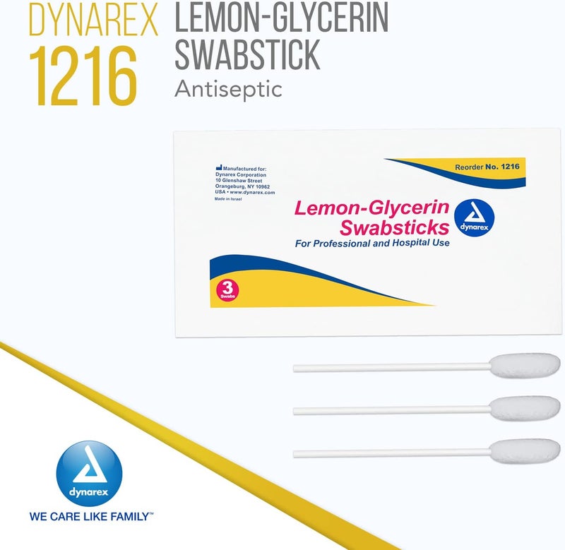 Dynarex Lemon-Glycerin Swabsticks, Pleasant Tasting Cotton Swabs That Gently Soothes and Refreshes Dry Mouth, 3 Oral Swabsticks per Packet, 1 Box of 75 Lemon-Glycerin Swabsticks - Image 3
